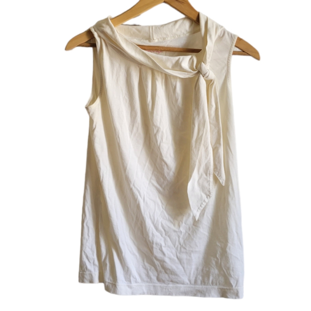 LILLY PULITZER Tie Front Collared Sleeveless Pima Cotton Top Small